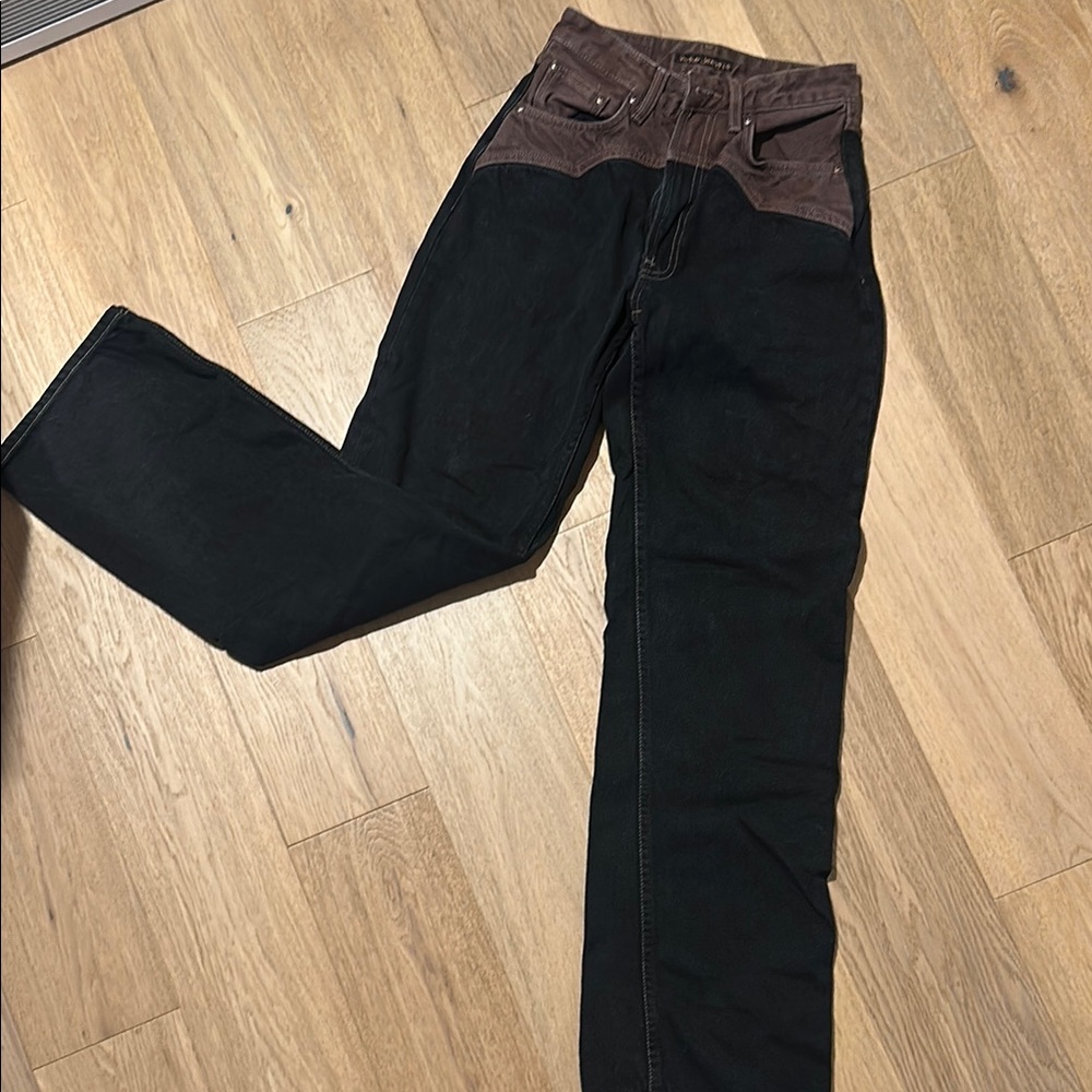 Black and Brown Two-Tone Nudie Jeans w/Western Flare
